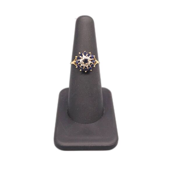 14KT YELLOW GOLD 2.60G DIAMOND & SAPPHIRE RING SIZE 6.5 (156406-13)